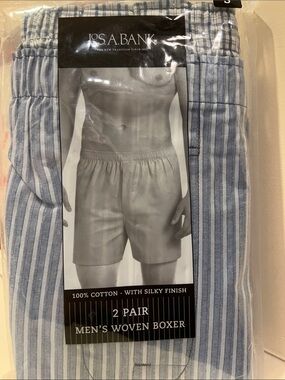NWT- Jos. A. Bank Men’s Woven Boxers - Light Blue & White Stripe (2 Pack)